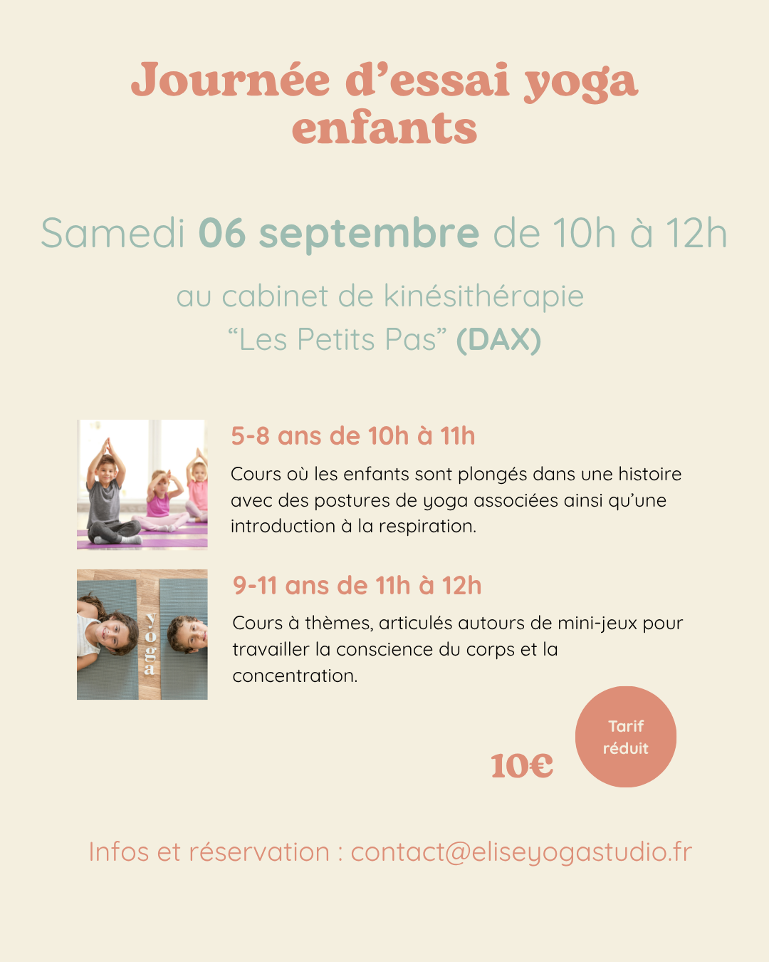 Journée d'essai yoga enfant à Dax